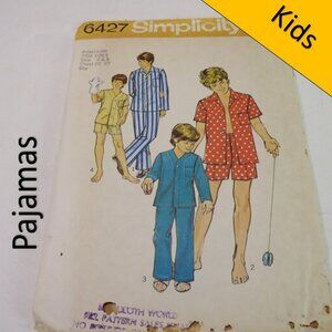 simplicity 6427 sewing pattern kids 6-8 night shirt, pants, shorts